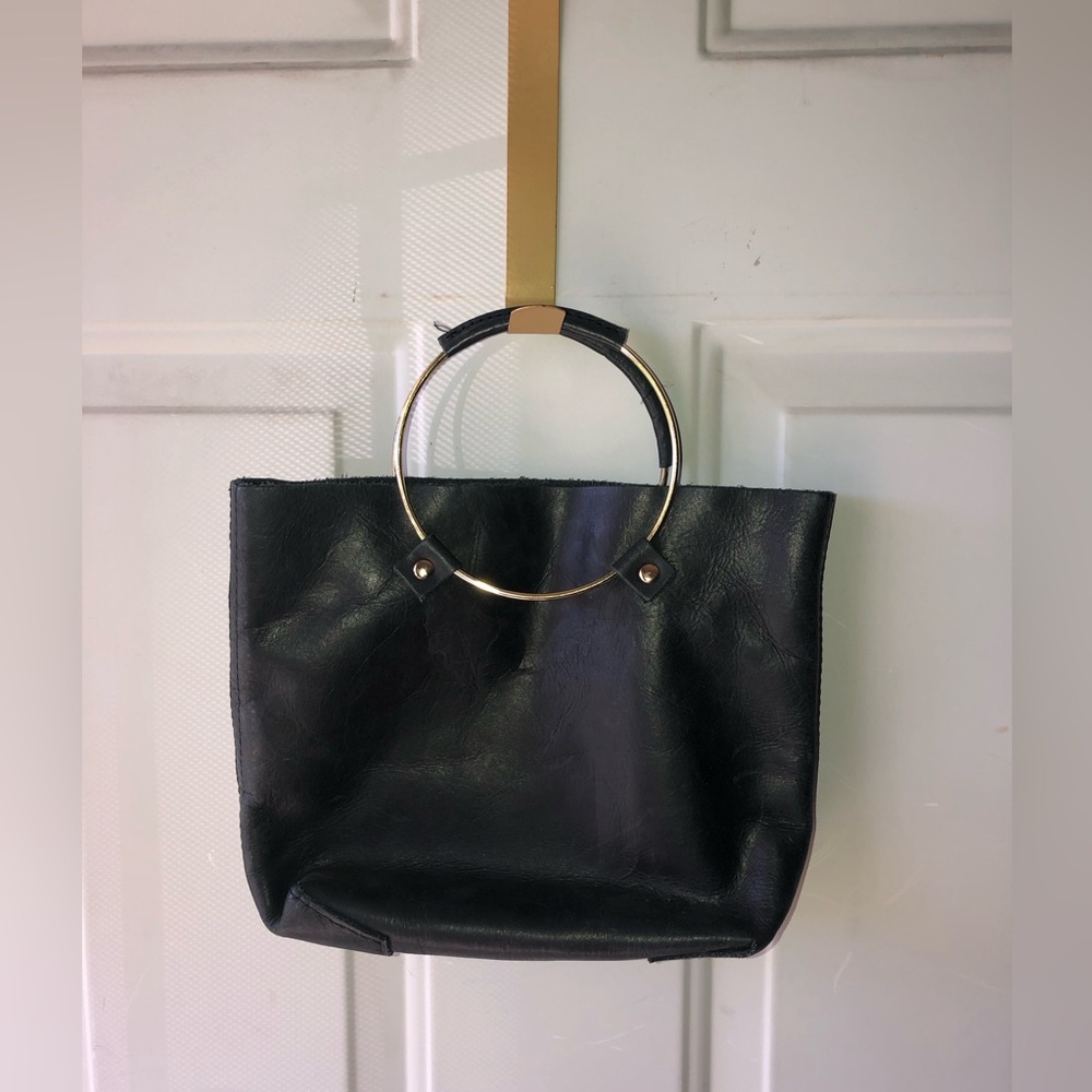 Tribe Alive black leather hoop handbag
